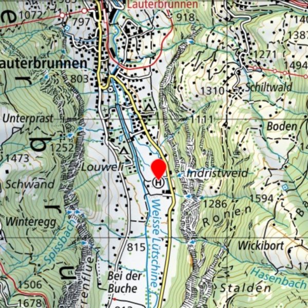 Meeting point in Lauterbrunnen for the Helicopter Grand Tour of the Alps