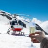 Helicopter landing on the Diablerets Glacier