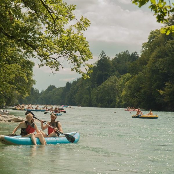 Funyak or ducky canoeing on the Rhine