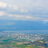 View of Yverdon-les-Bains during a hot-air balloon flight in the canton of Neuchâtel
