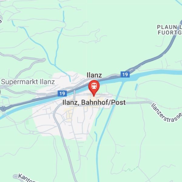 Punto di incontro alla stazione di Ilanz per il rafting sul Reno