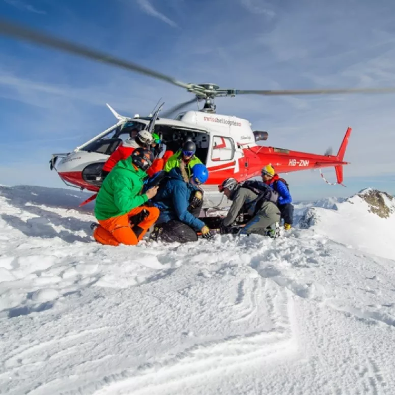 From Gstaad-Grund for heliskiing on the Wallegg