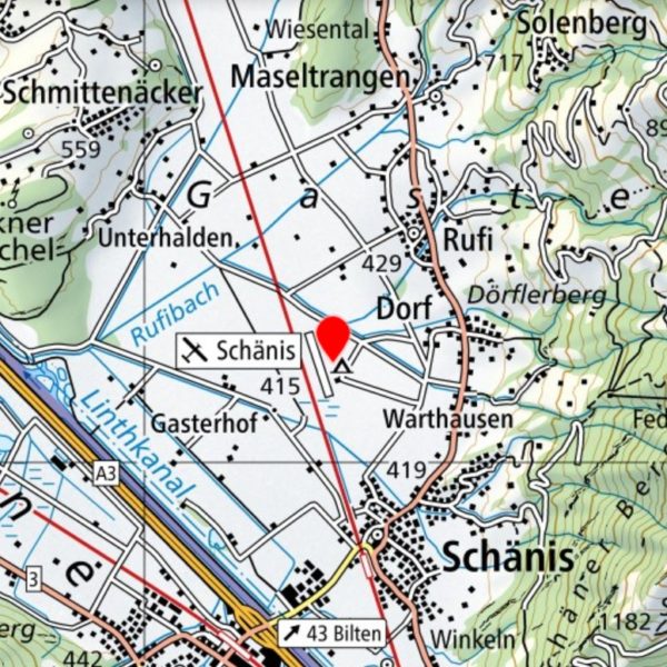 Meeting point in Schänis for a flight to the Aletsch Arena