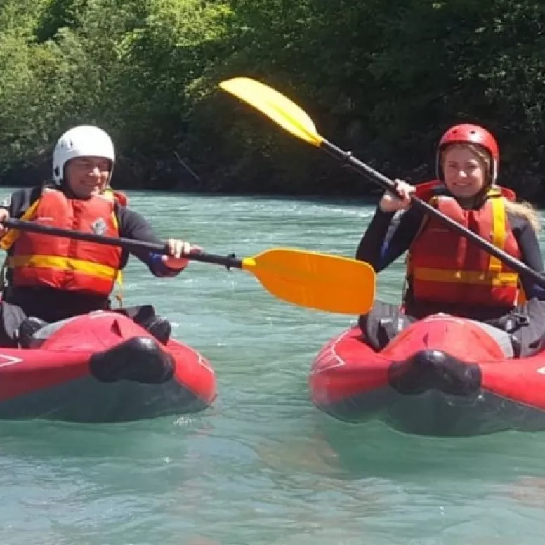 Canoe funyak on the Rhine between Schaffhausen and Rheinau