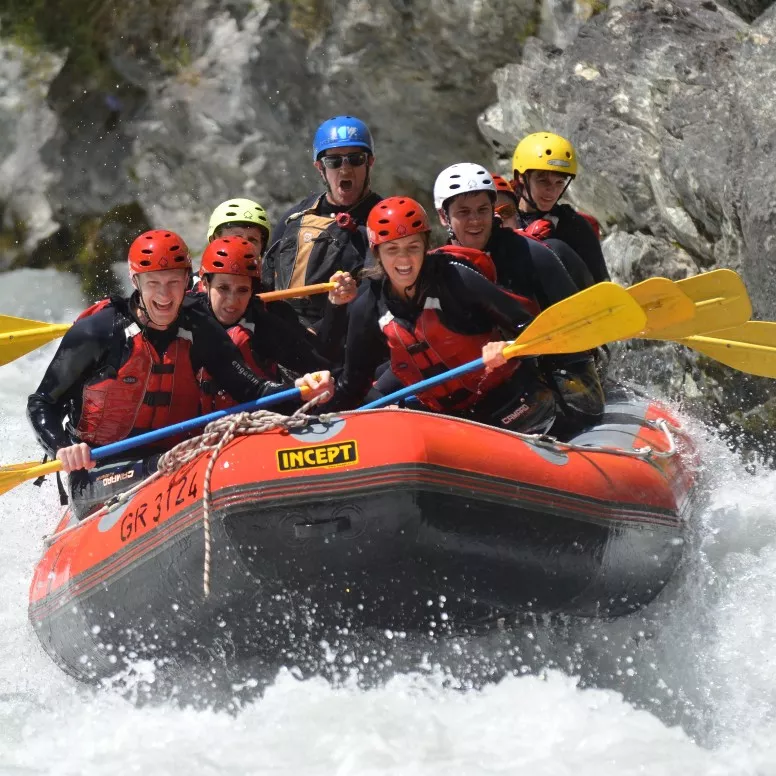 Rafting on the River Inn in the Engadine, Graubünden